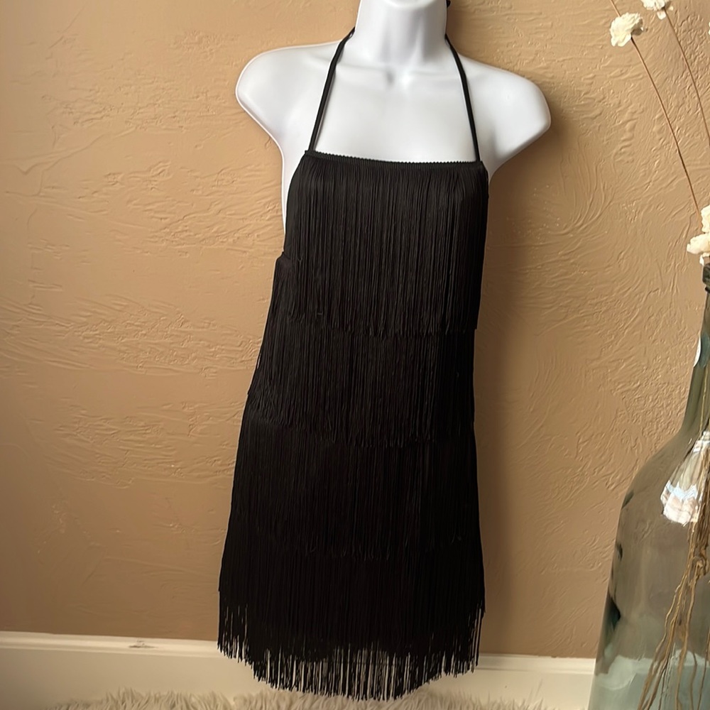 Black fringed shorts romper